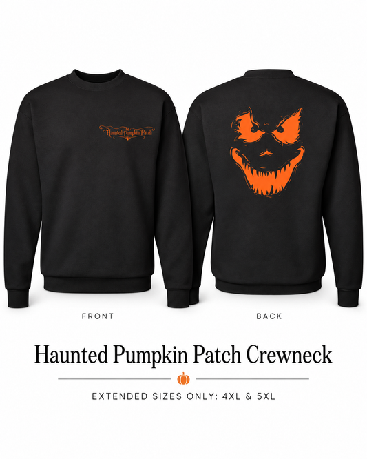 Extended Size -The Haunted Pumpkin Patch Scary Crewneck — Lights Out Black